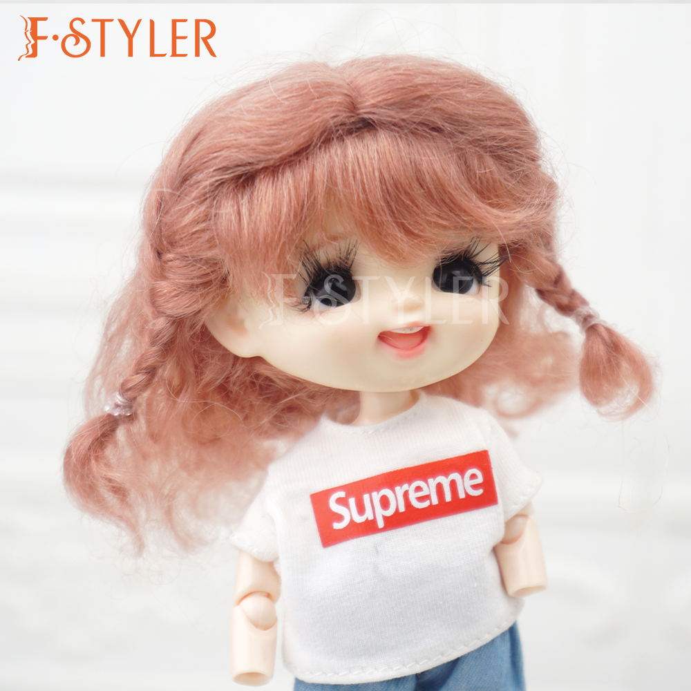 FStyler Doll Wig Double Cute Double Braids Style BJD Doll Soft Mohair Doll Wig Hair 1/3 1/4 1/6 1/8 Accessories Customization